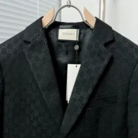 Gucci Men Gucci Checkered Oversized Blazer-Black (1)
