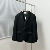 Gucci Men Gucci Checkered Oversized Blazer-Black (1)