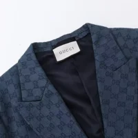 Gucci Men Gucci Checkered Oversized Blazer-Navy (1)