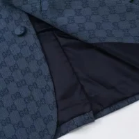 Gucci Men Gucci Checkered Oversized Blazer-Navy (1)