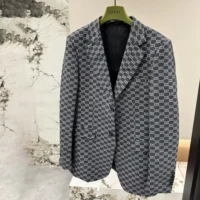 Gucci Men Gucci Classic Silver Wool Blazer (1)