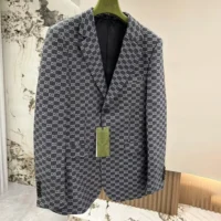 Gucci Men Gucci Classic Silver Wool Blazer (1)