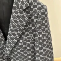 Gucci Men Gucci Classic Silver Wool Blazer (1)