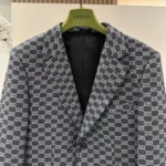 Gucci Men Gucci Classic Silver Wool Blazer