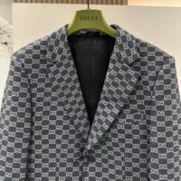 Gucci Men Gucci Classic Silver Wool Blazer (1)