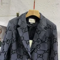 Gucci Men Gucci Embroidered Denim Blazer-Grey (1)