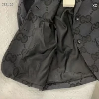 Gucci Men Gucci Embroidered Denim Blazer-Grey (1)
