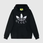 Gucci Men Gucci x adidas Jersey Hooded Sweatshirt-Black