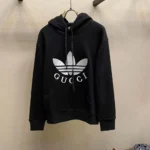 Gucci Men Gucci x adidas Jersey Hooded Sweatshirt-Black
