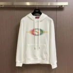 Gucci Men Printed Cotton Jersey Hooded Sweatshirt-White