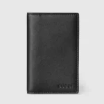 Gucci Unisex GG Emblem Bi Fold Embossed Card Case-Black 818953AAEQ81000