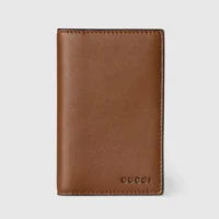 Gucci Unisex GG Emblem Bi Fold Embossed Card Case-Brown 818953AAEQ72747