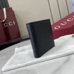 Gucci Unisex GG Emblem Bi Fold Embossed Wallet-Black