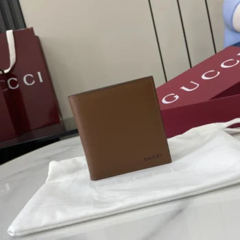 Gucci Unisex GG Emblem Bi Fold Embossed Wallet-Brown