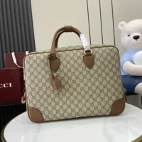 Gucci Unisex GG Emblem Medium Briefcase-Brown 821149FAED39786 (1)