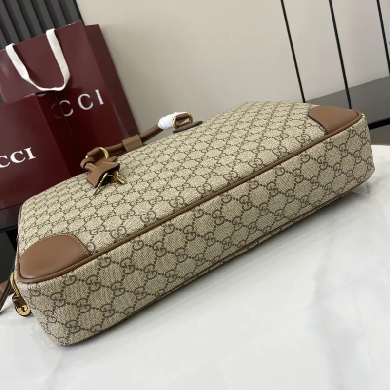 Gucci Unisex GG Emblem Medium Briefcase-Brown 821149FAED39786