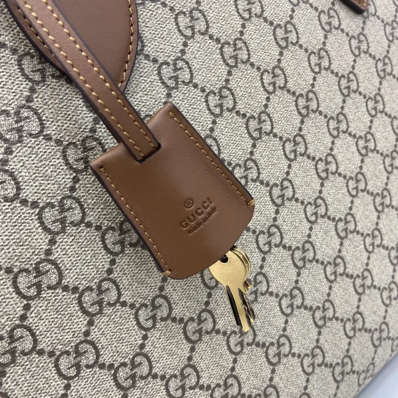 Gucci Unisex GG Emblem Medium Briefcase-Brown 821149FAED39786
