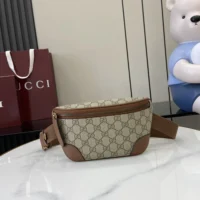 Gucci Unisex GG Emblem Small Belt Bag-Brown 821165FAEEC9786 (1)