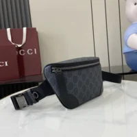 Gucci Unisex GG Emblem Small Belt Bag-Gray 821165FAED91000 (1)