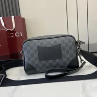 Gucci Unisex GG Emblem Small Crossbody Bag-Gray 821155FAED41000 (1)