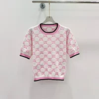 Gucci Women Cotton Crewneck Top with GG Intarsia 788766XKD1R9487 (1)