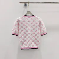 Gucci Women Cotton Crewneck Top with GG Intarsia 788766XKD1R9487 (1)