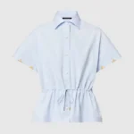 Gucci Women Drawstring Waist Cotton Poplin Shirt 1AGQMO