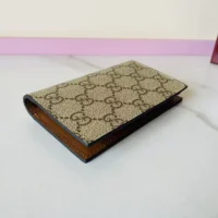Gucci Women GG Emblem Bi Fold Card Case-Brown 821209FAED09786 (1)