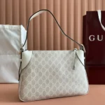 Gucci Women GG Emblem Medium Shoulder Bag-White 815216FAD6L9641