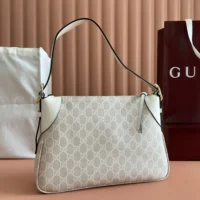 Gucci Women GG Emblem Medium Shoulder Bag-White 815216FAD6L9641 (1)