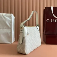 Gucci Women GG Emblem Medium Shoulder Bag-White 815216FAD6L9641 (1)