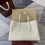 Gucci Women GG Emblem Medium Tote Bag-White 815213FAD6L9641