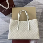 Gucci Women GG Emblem Medium Tote Bag-White 815213FAD6L9641