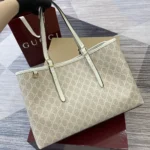 Gucci Women GG Emblem Medium Tote Bag-White 815213FAD6L9641