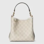 Gucci Women GG Emblem Mini Bucket Bag-White 815118FAD6L9641