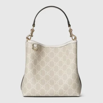 Gucci Women GG Emblem Mini Bucket Bag-White 815118FAD6L9641