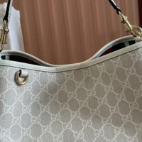 Gucci Women GG Emblem Mini Bucket Bag-White 815118FAD6L9641 (1)