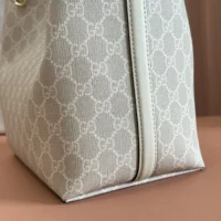 Gucci Women GG Emblem Mini Bucket Bag-White 815118FAD6L9641 (1)