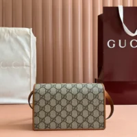 Gucci Women GG Emblem Mini Shoulder Bag-Brown 820688FAD6L9758 (1)