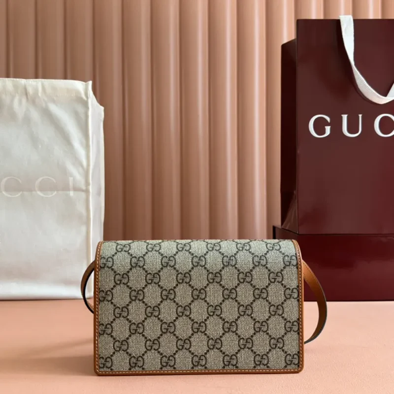 Gucci Women GG Emblem Mini Shoulder Bag-Brown 820688FAD6L9758