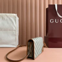 Gucci Women GG Emblem Mini Shoulder Bag-Brown 820688FAD6L9758 (1)