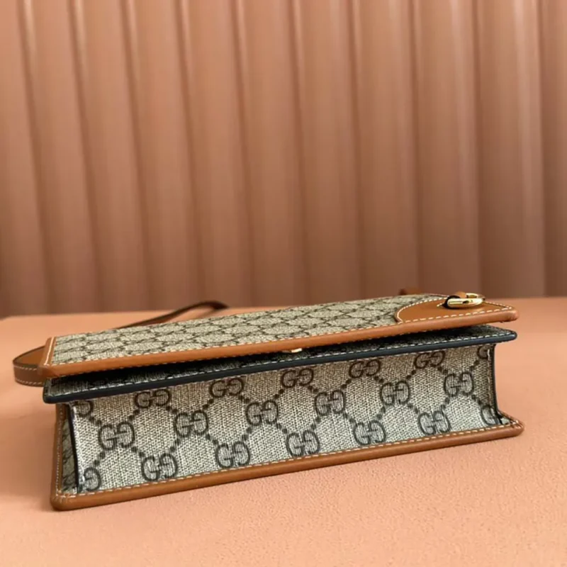 Gucci Women GG Emblem Mini Shoulder Bag-Brown 820688FAD6L9758