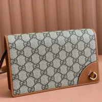 Gucci Women GG Emblem Mini Shoulder Bag-Brown 820688FAD6L9758 (1)