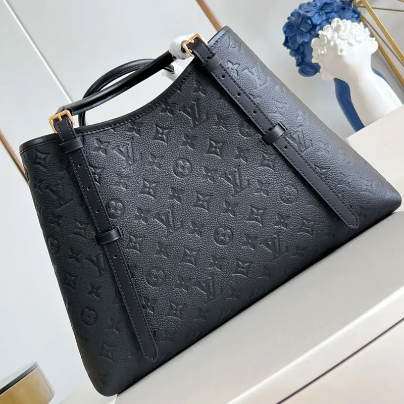 Louis Vuitton LV Women Babylone Tote MM in Cowhide-leather Trim-Black M47185
