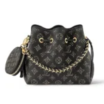Louis Vuitton LV Women Bella Bucket Bag in Mahina Calfskin Leather-Black