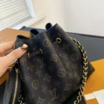 Louis Vuitton LV Women Bella Bucket Bag in Mahina Calfskin Leather-Black