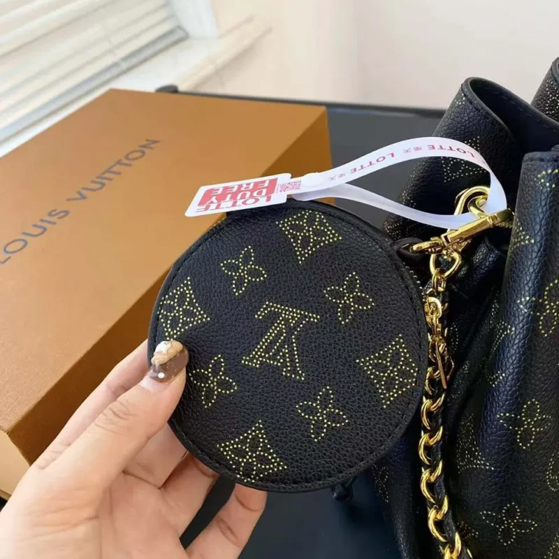 Louis Vuitton LV Women Bella Bucket Bag in Mahina Calfskin Leather-Black