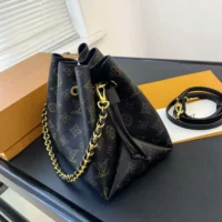 Louis Vuitton LV Women Bella Bucket Bag in Mahina Calfskin Leather-Black (1)