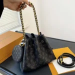 Louis Vuitton LV Women Bella Bucket Bag in Mahina Calfskin Leather-Black