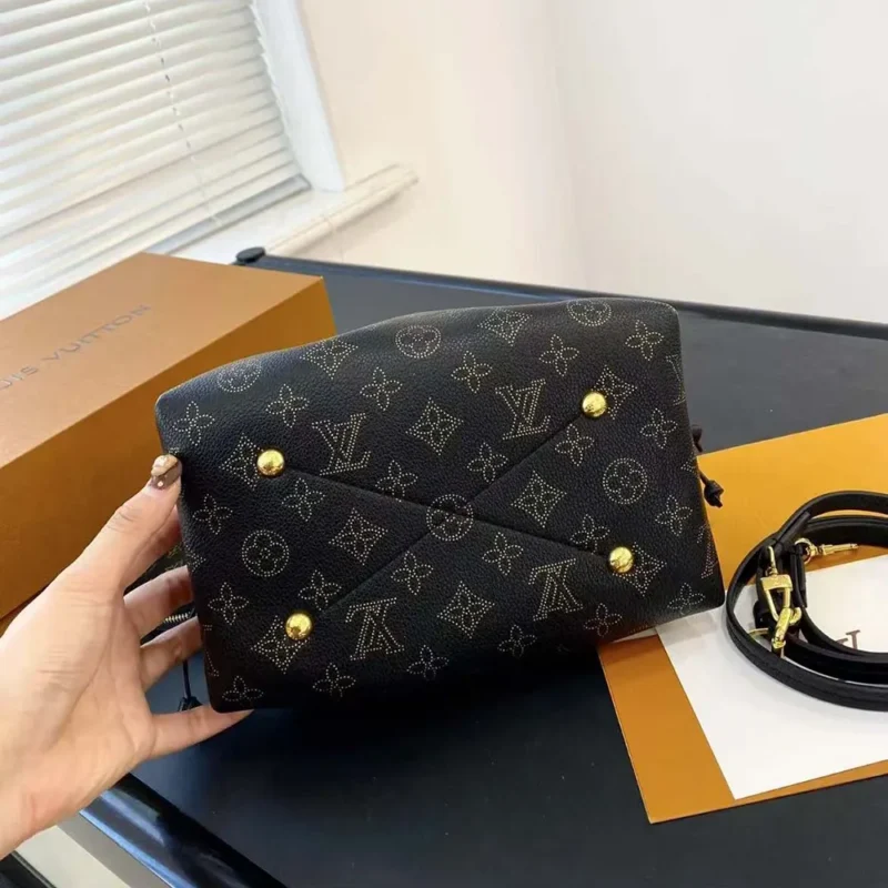 Louis Vuitton LV Women Bella Bucket Bag in Mahina Calfskin Leather-Black